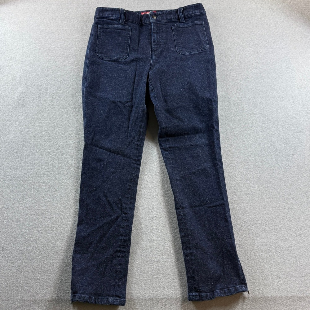 Chaps Denim Jeans Women 6 Dark Wash Ankle Zip Patch Pocket Stretch 30x28